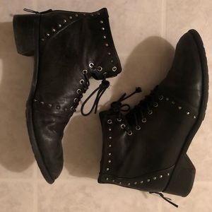 Stuart Weitzman lace up studded ankle boots